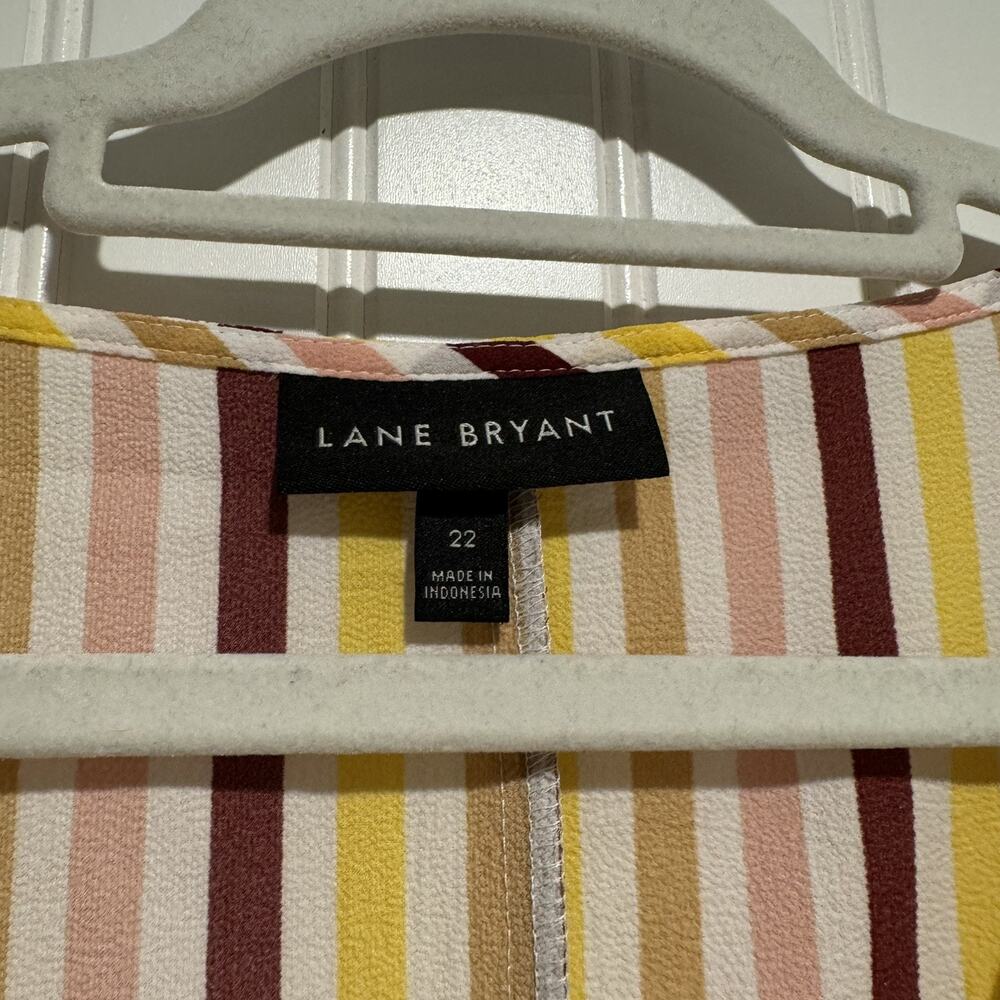 Lane Bryant Striped Peplum Top Yellow Maroon Pink Size 22 - Picture 4 of 6